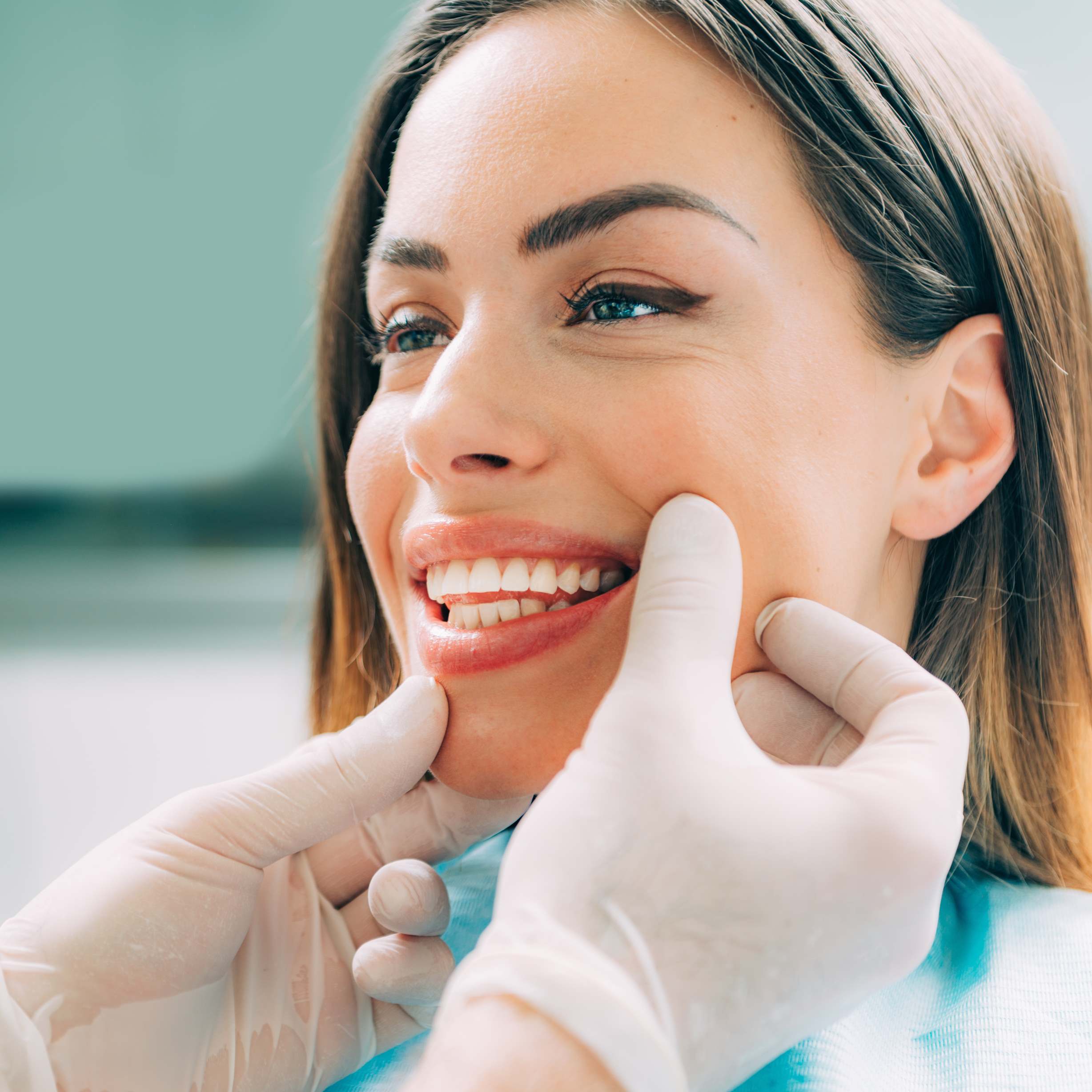 Smiling woman during dental checkup